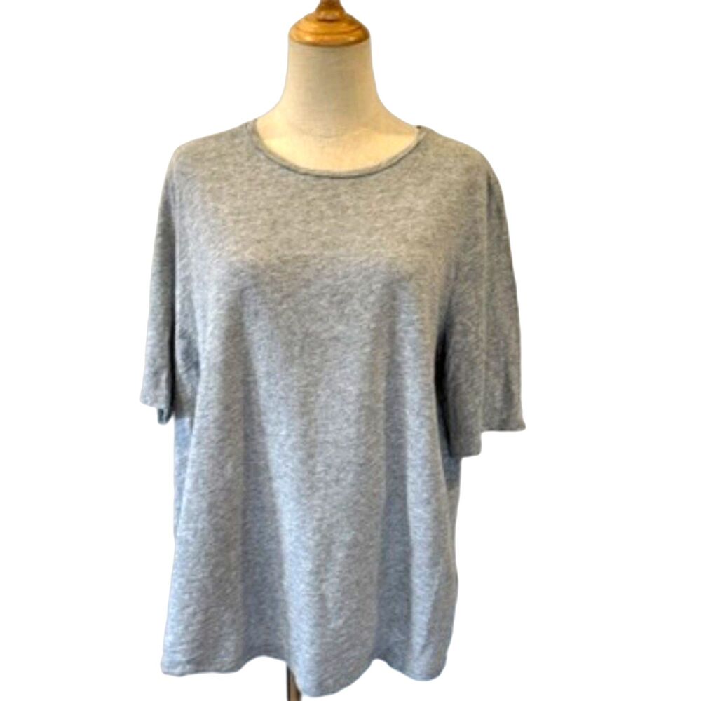 Eileen Fisher Organic Cotton Heather Grey T-Shirt Short Sleeves XL